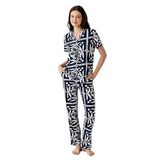 Arnetta Kadın Pijama Takımı, Lacivert, Çiçek Desenli, L Beden