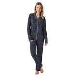 Arnetta Kadın Pijama Takımı, Lacivert, Gömlek Kesim, Uzun Kol, M Beden