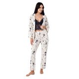 Arnetta Kadın Pijama Takımı, Lacivert, Uzun Kol, Lastikli Paça, L Beden