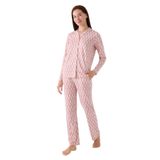 Arnetta Kadın Pijama Takımı, Pembe, Gömlek Yaka, Uzun Kol, M Beden