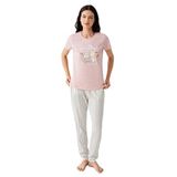 Arnetta Kadın Pijama Takımı, Pembe, Kısa Kollu, Bisiklet Yaka, Boru Paça, S Beden