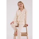 Arnetta Kız Çocuk Gömlek Pijama Takımı, 3-4 Yaş, AR3435-C-V1, Krem, kız-çocuk