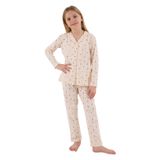 Arnetta Kız Çocuk Gömlek Pijama Takımı, 7-8 Yaş, AR3435-C-V1, Krem, kız-çocuk