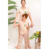 Arnetta Kız Çocuk Kısa Kollu Bisiklet Yaka Kaktüs Desenli Pijama Takım - Somon - 2 Yaş