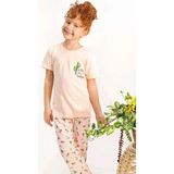 Arnetta Kız Çocuk Kısa Kollu Bisiklet Yaka Kaktüs Desenli Pijama Takım - Somon - 6 Yaş