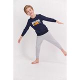 Arnetta Never Give Up Lacivert Erkek Çocuk Pijama Takımı - 5 - 6 Yaş