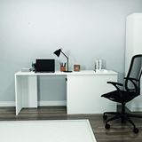 Arnetti Akser Geniş 180cm Dolaplı Beyaz Çalışma ve Bilgisayar Masası – Modern, Fonksiyonel
