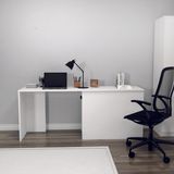 Arnetti Akser Geniş Dolaplı Çalışma Masası – Beyaz Bilgisayar Masası, Modern Tasarım - 180 x 47 cm
