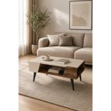 ARNETTİ Aren Orta Sehpa, Ceviz & Bej | Modern Salon ve Oturma Odası Sehpası, Dekoratif Orta Sehpa