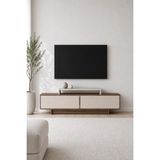 Arnetti Grasyas 180 cm TV Sehpası Ceviz Bej | 2 Kapaklı Modern TV Ünitesi ve Dekoratif Televizyon Sehpası - Kahverengi - Bej