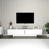 Arnetti Grasyas Modern Tasarım Tv Sehpası – Beyaz, 2 Kapaklı, 180 Cm Geniş Dekoratif Ünite