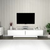 Arnetti Grasyas Modern Tasarım Tv Sehpası - Beyaz 2 Kapaklı, 180Cm Geniş Dekoratif Ünite