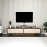 Arnetti Grasyas Modern Tasarım Tv Sehpası - Ceviz Bej, 2 Kapaklı, 180Cm Geniş Dekoratif Ünite