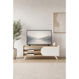 Arnetti Hendy 120 cm Kapaklı Raflı TV Ünitesi ve TV Sehpası – Safir Meşe Beyaz - Safirmeşe - Beyaz