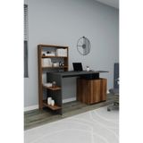 ARNETTİ Melis Dolaplı Çalışma Masası Antrasit Ceviz | Raflı Bilgisayar Masası ve Home Office Çalışma Masası
