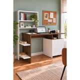Arnetti Melis Dolaplı Çalışma Masası Beyaz Ceviz | Raflı Bilgisayar Masası ve Home Office Çalışma Masası - 146 x 60 x 74 cm - Beyaz - Ceviz