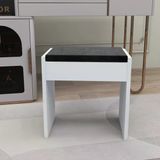 Arnetti Minpuf Dekoratif Makyaj Masası Puf, Beyaz Siyah