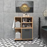 Arnetti Rebusa Banyo Mutfak Dolabı 4 Raflı Tekerlekli Çok Amaçlı Dolap, Ayakkabılık, Atlantik Çam Antrasit