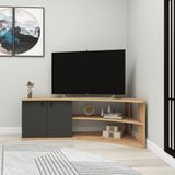 Arnetti Termera Raflı 2 Kapaklı Köşe Tv Sehpası, Atlantik Çam Antrasit - Termera - Atlantik Çam - Antrasit