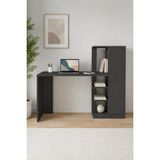 Arnetti Yağız Çalışma Masası Antrasit | Dolaplı Raflı Bilgisayar Masası ve Home Office Çalışma Masası - 120 x 55 x 73 cm