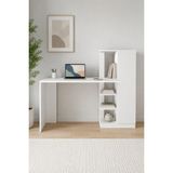Arnetti Yağız Çalışma Masası Beyaz | Dolaplı Raflı Bilgisayar Masası ve Home Office Çalışma Masası - 120 x 55 x 74 cm