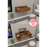 ARNETTİ Zakkum Aynalı Makyaj Masası Ceviz | 2 Raflı Tuvalet Masası ve Kozmetik Organizer