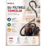 Arnica 2400 W Yüksek Motor Güçlü Su Filtreli Elektrikli Süpürge Rose Yıkanabilir Hepa Filtreli Perde ve Koltuk Temizleme Aparatlı Çok Yönlü Sistem - Renk
