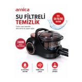 Arnica 2400 Watt Güçlü Motorlu Turbo Başlıklı Hepa 13 Alerjik Filtreli Su filtreli Süpürge, Yüksek Emiş