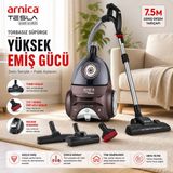 Arnica Güçlü Emiş ve Turbo Başlık Donanımlı Toz Torbasız Elektrikli Süpürge Yıkanabilir Hepa Filtreli Ultra Sessiz Tasarım - Kahverengi - Renk