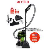 Arnica Hydra Rain 2400 Watt Su Filtreli Halı Yıkama ve Süpürme Makinesi + Kokulu Şampuan + Hav&Yün temizleyici - Gri
