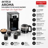 Arnica Paslanmaz Çelik Filtre Kahve Makinesi - Yıkanabilir Pratik Filtre, Cam Demlik, Damlatma Önleyici Sistem ve Uzun Süreli Sıcak Tutma Özelliğiyle Kusursuz Filtre Kahve Deneyimi