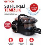 Arnica Rose Renkli Su Filtreli Elektrikli Süpürge 2400 W Yüksek Emiş Güçlü Hepa 13 Filtreli Turbo Fırçalı Alerjen Karşıtı Ev Temizlik Seti