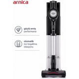 Arnica Solara Tower Şarjlı Dik Süpürge ve Otomatik Toz Boşaltma Istasyonu | 28.8V Li-Ion Batarya, Hepa 13 Filtre, 1.4l Hazne - Antrasit - beyaz