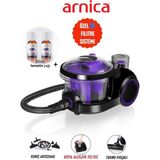 Arnica Su Filtreli Toz ve Alerjenleri Için Etkin Yüksek Performanslı Emiş Gücü Bora Süpürge 2400W + Mutfak Tartısı (Onerous) - Mor - Siyah - RENK