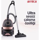 Arnica Tesla Premium Rose Toz Torbasız Süpürge 750 W Hepa 13 Filtre Teknolojili Yüksek Performanslı Sessiz Temizlik Deneyimi