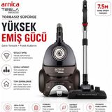 Arnica Toz Torbasız Elektrikli Süpürge Güçlü Emiş Performansı ve Turbo Başlık Içeren Hepa 13 Filtreli Sessiz Temizlik Makinesi - Kahverengi - Renk