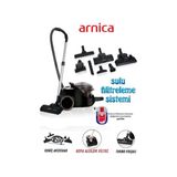 Arnica Turbo Başlık + Ekstra Mini Turbo Fırça Bora 2400W Yüksek Çekim Gücü Su Filtreli Özel Su Hazneli Sistemi Ile Tozu Suya Hapseder Hepa 13 Filtreli Sulu S
