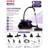 Arnica Turbo Başlıklı Yüksek Performanslı Emiş Gücü Su Filtreli Süpürge 2400W - Hepa Filtre - Siyah