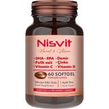 Arnis Pharma Nisvit Omega 3 EPA DHA Demir Folik Asit Çinko İyot ve Vitamin İçeren Multivitamin Takviye Edici Gıda | Omega 3 Destekli Günlük Vitamin Mineral İçerikli Yetişkin Kullanımına Uygun 1 Kutu
