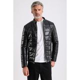 Arnold Erkek Siyah Şişme Deri Mont - 5XL