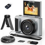 Arnssıen Dijital Kamera 4K 2,8" Kompakt Kamera 180° Kapaklı Kamera Fotoğraf Makinesi - Siyah