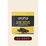 AROHA %100 Kakao Şekersiz Bitter Çikolata 5'li Paket (40 G X 5 Adet)