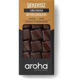 Aroha %80 Kakao Şekersiz Bitter Çikolata - Stevia ile Tatlandırılmıştır - 80 gr