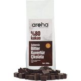 Aroha %80 Kakao Şekersiz Bitter Kuvertür Çikolata - Stevia ile Tatlandırılmıştır - 500 g - 500 gr