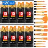 AROIC Akrilik Boya Fırçası Seti, 8pack/120pcs Naylon Saç Akrilik Boyama Fırçası, Suluboya Kaya Yüz Boyama Fırçası, Sanatçı El Sanatları Fırça Malzemeleri, Tüm Amaçlar İçin Boya Fırçası Seti Çocuk