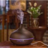 Aroma Hava Nemlendirici Hava Difüzör Kokulu Uçucu Yağ Difüzör 500 ml Kumandalı LED Işıklı Koyu Kahverengi