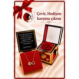 Aroma Hediye 14 Ayar Altın Kaplama Sonsuza Dek Güllü Çevirmeli Dönen Kutu Kadın Çelik Kolye Doğum Günü Yıldönümü Sevgiliye Özel Hediye