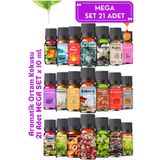 Aroma Terapi Lab Mega Set 21 Adet - Esansiyel Uçucu Yağ & Aromatik Oda Ve Ortam Koku Seti