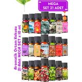 Aroma Terapi TR Mega Set 21 Adet x 10 ML - Esansiyel Yağ & Aromatik Oda ve Ortam Koku Seti - MegaSet21Adetx10ml