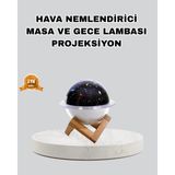 Aromaterapili USB Hava Nemlendirici – Projeksiyon Işıklı, Sessiz ve Şık Tasarım - Ahşap - 1